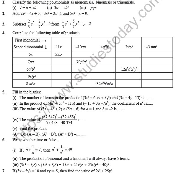 Algebraic Expressions Grade 8 Worksheet Worksheets For Kindergarten